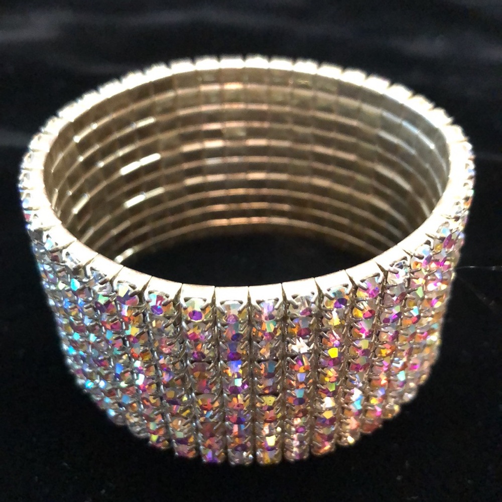 AB Shimmering Rhinestone 5-6.5” Stretch Bracelet
